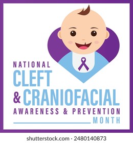 National Cleft and Craniofacial awareness and prevention month .background, banner, card, poster, template. Vector illustration.