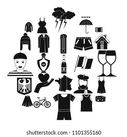 National clothes icons set. Simple set of 25 national clothes vector icons for web isolated on white background