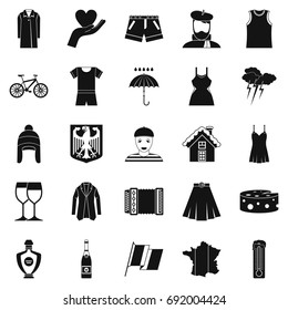 National clothes icons set. Simple set of 25 national clothes vector icons for web isolated on white background