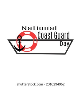 National Coast Guard Day, concept for poster or postcard with lifebuoy and anchor vector illustration