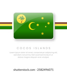 National Cocos Island Flag.Vector Cocos Island Button Flag. Realistic National Flag Design and Vector Template.