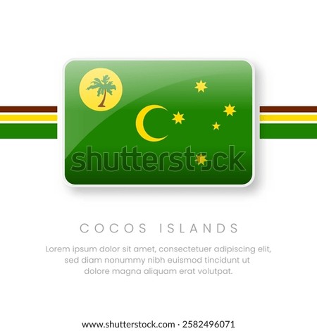 National Cocos Island Flag.Vector Cocos Island Button Flag. Realistic National Flag Design and Vector Template.