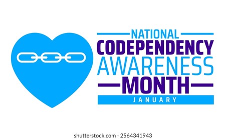 National Codependency Awareness Month background banner or poster design template. observed every year in January. Holiday concept. Use to any Template, card, poster, placard, template.