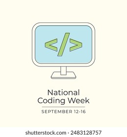 National Coding Week. Line art design. National vector design. Good for celebration template usage. Continuous line. eps 10.