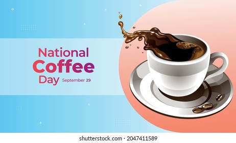 National coffee day on September 29 business brochure flyer banner design horizontal template vector, cover presentation abstract, modern publication poster and flag-banner.