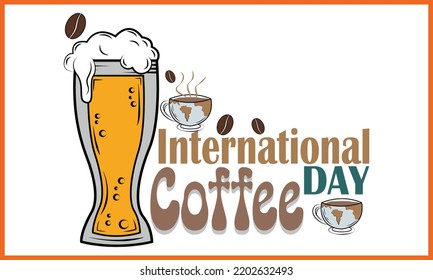National Coffee day t-shirt design, Happy World Coffee T-shirt Creative Kids, and Coffee Day Theme Vector Illustration.