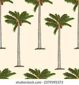 National colombian tree palm knowed as palma de cera in spanish or wax palm seamless pattern