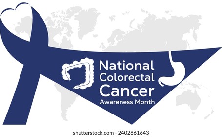 national colorectal cancer awareness month is observed every year in March, Holiday, poster, card and background vector illustration design, Abastract Ribbon design.
