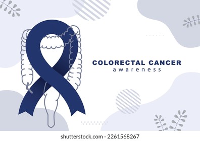 Mes Nacional del Cáncer Colorrectal, Concienciación sobre el Cáncer Colorrectal. Ilustración vectorial. Tratamiento y prevención. Sistema digestivo. Concepto de medicina y salud