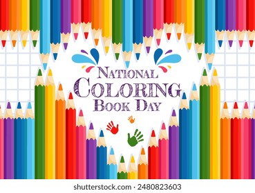 National Coloring Book Day Vector Illustration for August 2nd featuring Colored Pencils or Crayons for Drawing in a Flat Style Cartoon Background