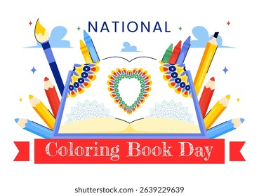 National Coloring Book Day Vector Illustration for August 2nd Featuring Colored Pencils or Crayons Used for Drawing Activities in a Flat Background