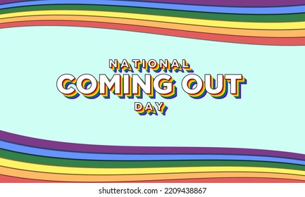 National Coming Out Day Banner with bright and vivid paper art  pride color rainbows. Editable Vector Illustration.