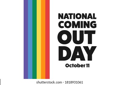 National Coming Out Day. October 11. Holiday concept. Template for background, banner, card, poster with text inscription. Vector EPS10 illustration