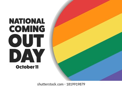 National Coming Out Day. October 11. Holiday concept. Template for background, banner, card, poster with text inscription. Vector EPS10 illustration