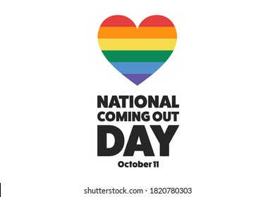 National Coming Out Day. October 11. Holiday concept. Template for background, banner, card, poster with text inscription. Vector EPS10 illustration