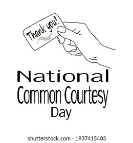 National Common Courtesy Day, Hand outline and thank you card vector illustration