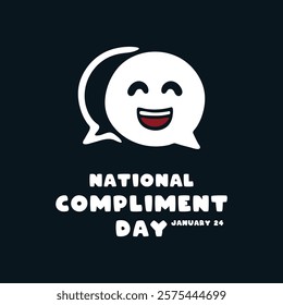 National Compliment Day. January 24. Flat design vector. Chat icon. Smile face. Eps 10.