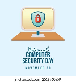 National Computer Security Day vector design template good for celebration usage. National Computer Security Day design. flat design. eps 10. 