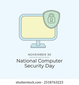 National Computer Security Day vector design template good for celebration usage. National Computer Security Day design. continuous line drawing. eps 10. 