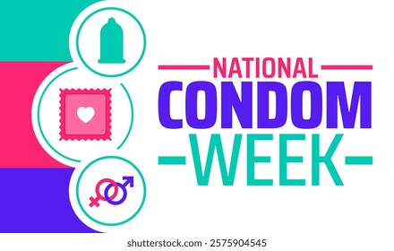 National Condom Week background banner or poster design template. observed every year in February. Holiday concept. Use to any Template, card, poster, placard, template.