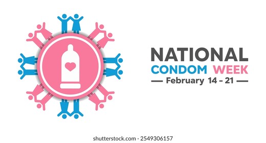 National Condom Week. Great for cards, banners, posters, social media and more. White background. 