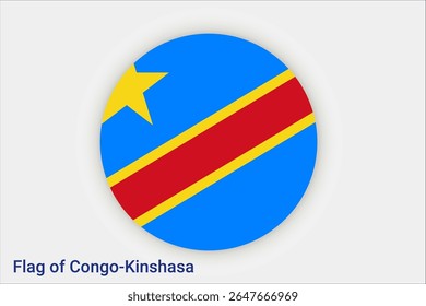 National Congo-Kinshasa flag. High detailed flag of Congo-Kinshasa. Africa. 3D illustration.
