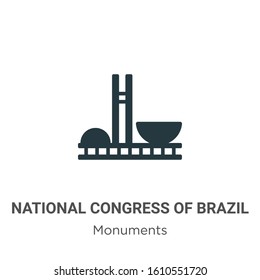 National congress of brazil glyph icon vector on white background. Flat vector national congress of brazil icon symbol sign from modern monuments collection for mobile concept and web apps design.