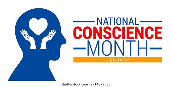 O fundo do Mês da Consciência Nacional, banner, cartão ou modelo de cartaz é observado todos os anos durante janeiro, para aumentar a conscientização sobre a missão. Ilustração vetorial.