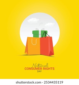 National Consumer Rights Day. Consumer Rights creative design for banner, poster, 3D Illustration.