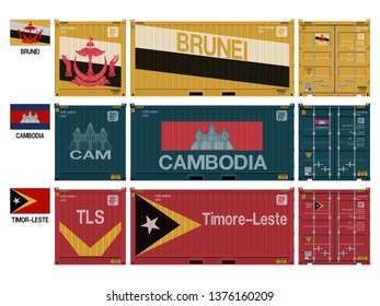 National container(Brunei,Cambodia,Timor-Leste) on transparent background
