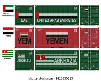 National container(UAE,Yemen,Abkhazia) on transparent background
