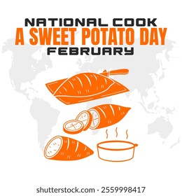 NATIONAL COOK A SWEET POTATO DAY social media post Vector Illustration on february