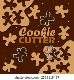 National Cookie Cutter Day to celebrate on December 1st. Cake dough with the mold and cookie cutter.