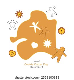 National Cookie Cutter Day Vektor, Illustration. 1. Dezember. Cookie Cutter oder Shaper.