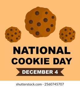 National cookie day 4th December event. National cookie day celebration with cartoon style editable element brown colour background. Vector illustration background suitable for print digital purpose