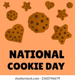 National cookie day 4th December event. National cookie day celebration with cartoon style editable element brown colour background. Vector illustration background suitable for print or digital usage