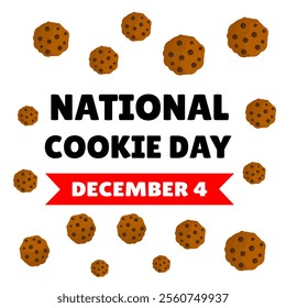 National cookie day 4th December event. National cookie day celebration with cartoon style editable element. Vector illustration background suitable for print or digital purpose campaign