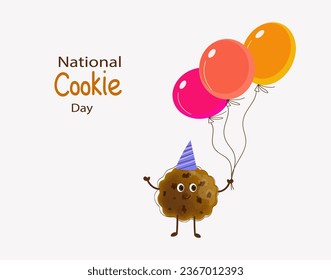 National Cookie Day, December 4. Character with funny face. Cute cup cake 3d. Kids food menu. Vector illustration.