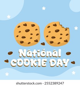 National cookie day illustration. Suitable for flat design graphic illustration for campaign, social media ads, flyer design, flat illustration, banner, template, poster, etc