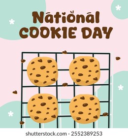 National cookie day illustration. Suitable for flat design graphic illustration for campaign, social media ads, flyer design, flat illustration, banner, template, poster, etc