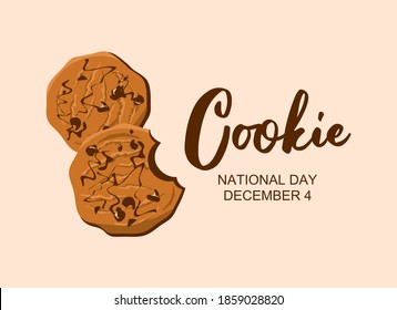 National Cookie Day vector. Delicious chocolate chip cookie vector. Chocolate Cookies icon vector. Biscuit with chocolate icing icon vector. Cookie Day Poster, December 4. Important day