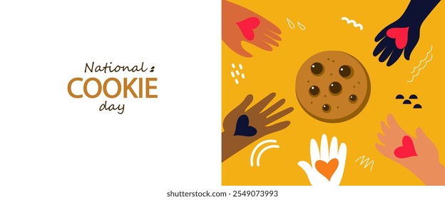 National cookie day. Vector doodle  line art illustration for banner, poster, greeting card,  menu, recipe. Tea party, afternoon snak, breakfast, cafe themed concept background.