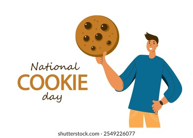 National cookie day. Vector doodle  line art illustration for banner, poster, greeting card,  menu, recipe. Tea party, afternoon snak, breakfast, cafe themed concept background.