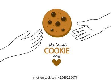 National cookie day. Vector doodle  line art illustration for banner, poster, greeting card,  menu, recipe. Tea party, afternoon snak, breakfast, cafe themed concept background.