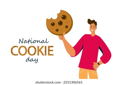 National cookie day. Vector doodle  line art illustration for banner, poster, greeting card,  menu, recipe. Tea party, afternoon snak, breakfast, cafe themed concept background.