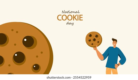 National cookie day. Vector doodle  line art illustration for banner, poster, greeting card,  menu, recipe. Tea party, afternoon snak, breakfast, cafe themed concept background.