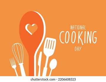 National Cooking Day poster vector. Kitchen utensils icon set vector. Kitchen tools for cooking design element. September 25. Important day