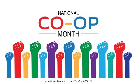 National Co-op Month is observed every year on October. background, placard, banner template Vector illustration design.