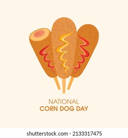 National Corn Dog Day vector. Corndog with ketchup and mustard icon vector. Delicious american food vector. Important day