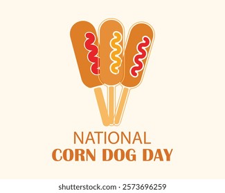 National Corn Dog Day vector. Corndog with ketchup and mustard icon vector. Delicious american food vector. Important day